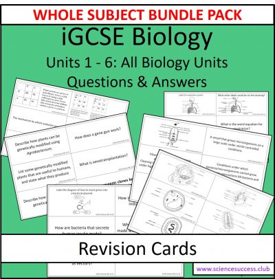 1 iGCSE Biology Revision Cards Unit B1 to 6 – Science Success
